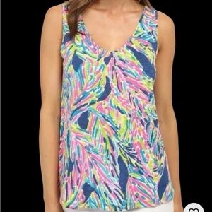 Lilly Pulitzer Gigi Double V Palm Reader Tank Top!  Large!  EUC!